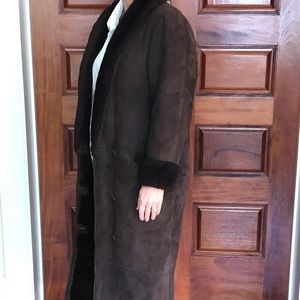 Full Length Chocolate Brown Shearling Coat